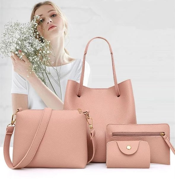 4-Piece Handbag Set, Tote, Crossbody, Clutch and Card Holder